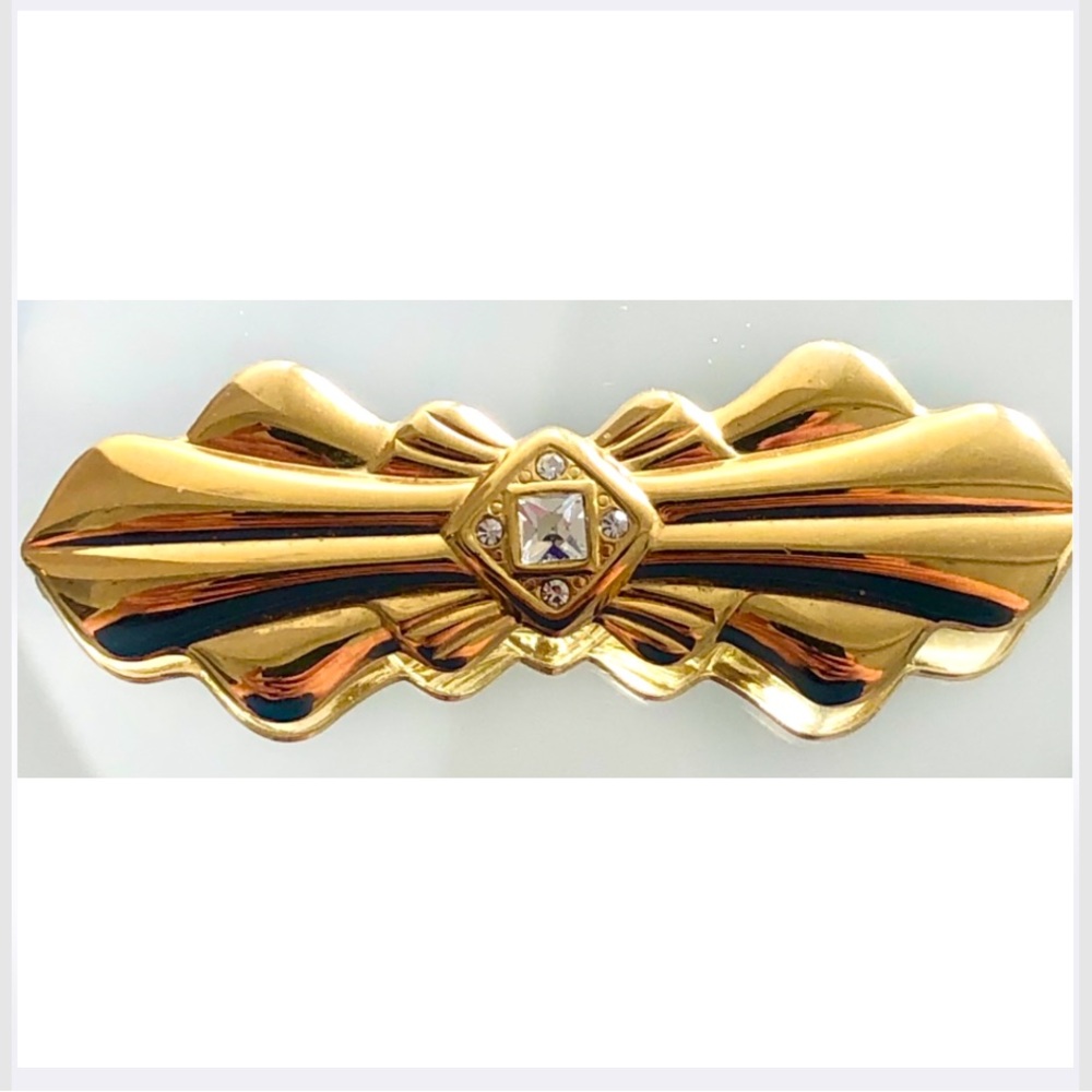 Vintage Gold Rhinestone Art Deco Brooch